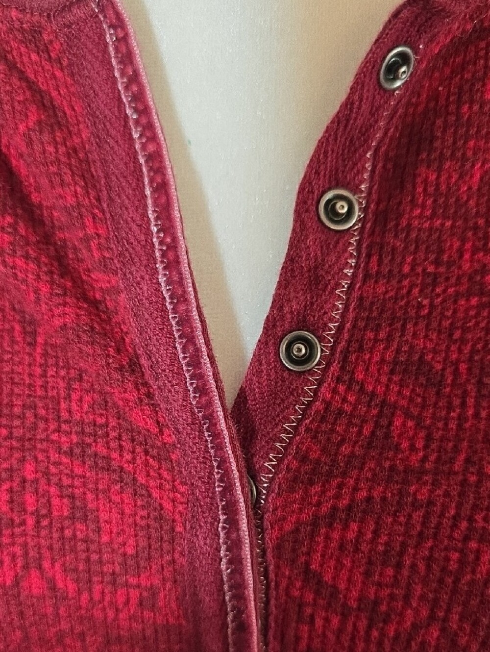 Eddie Bauer Deep Red Long-Sleeve Henley Top - Picture 2 of 5